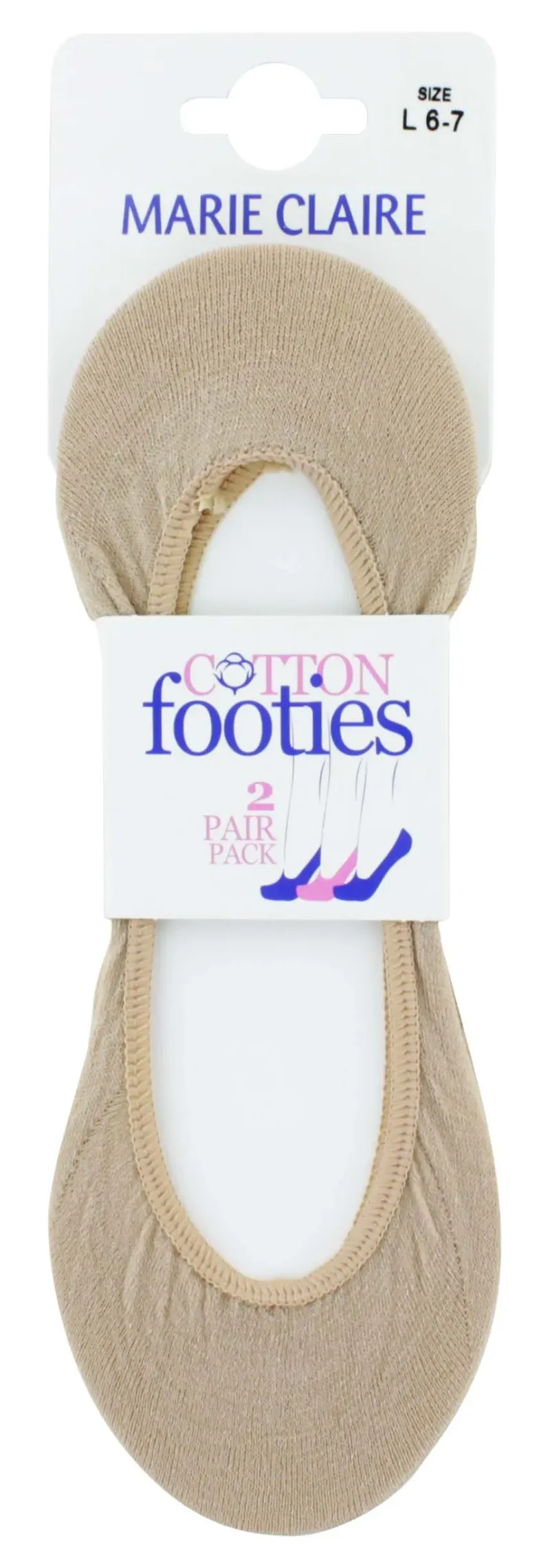 81C015 FOOTIES 2 PAIR PACK NATURAL LARGE