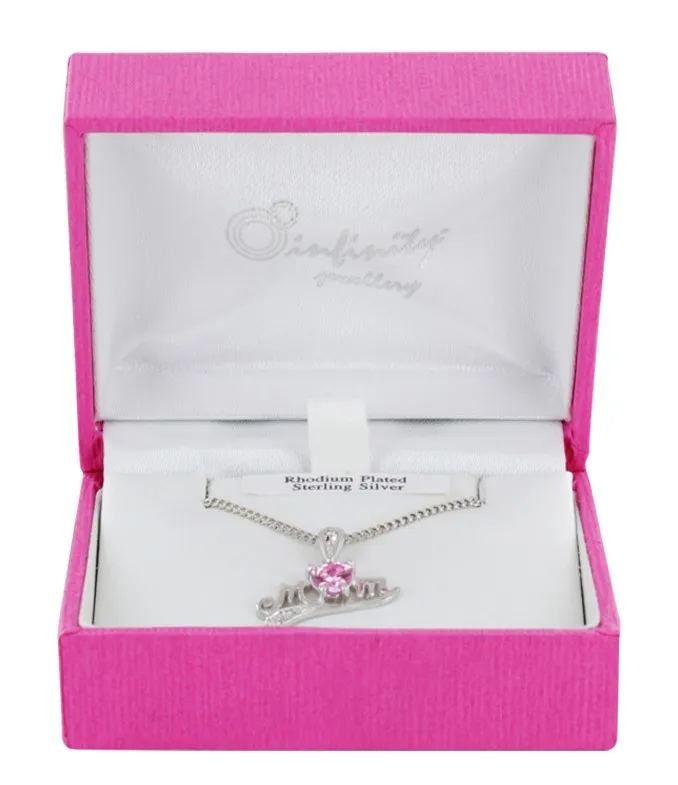 SILVER RP MUM HEART PENDANT BOXED