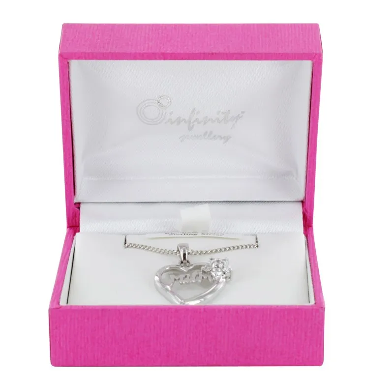 SILVER RP MUM HEART PENDANT BOXED