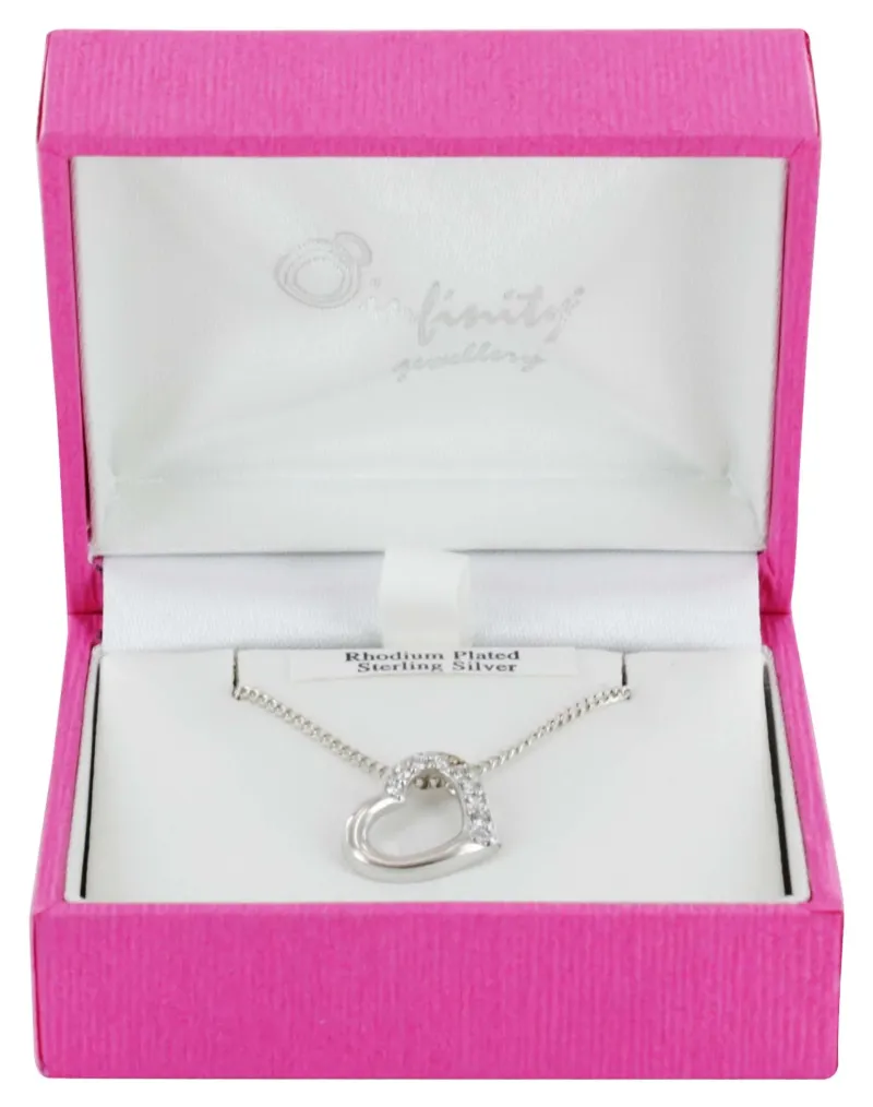 SILVER RP DIAM HEART PENDANT BOXED