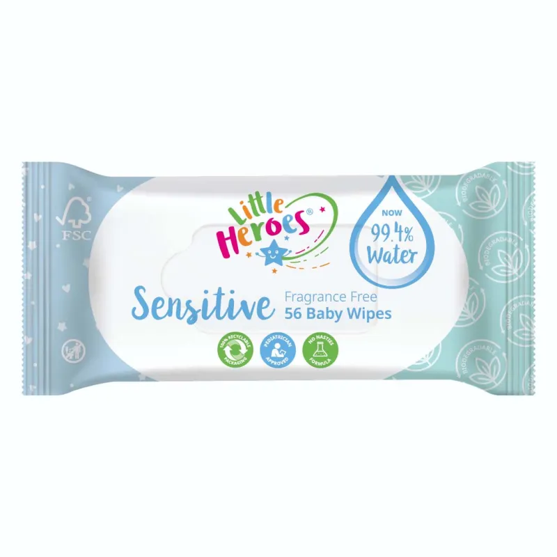 LITTLE HEROES WATER BASED SENSITIVE BABY WIPES x12
