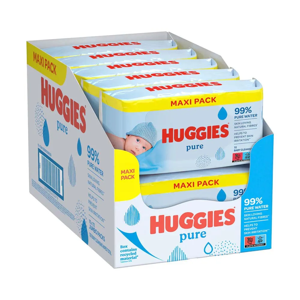 HUGGIES 99% WATER BABY WIPES 72s JUMBO PACK x10