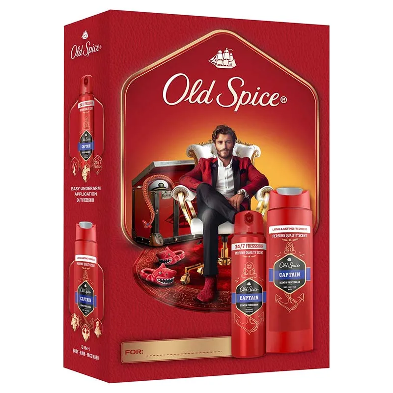 OLD SPICE CAPTAIN  2pce SET (deo & s/gel)