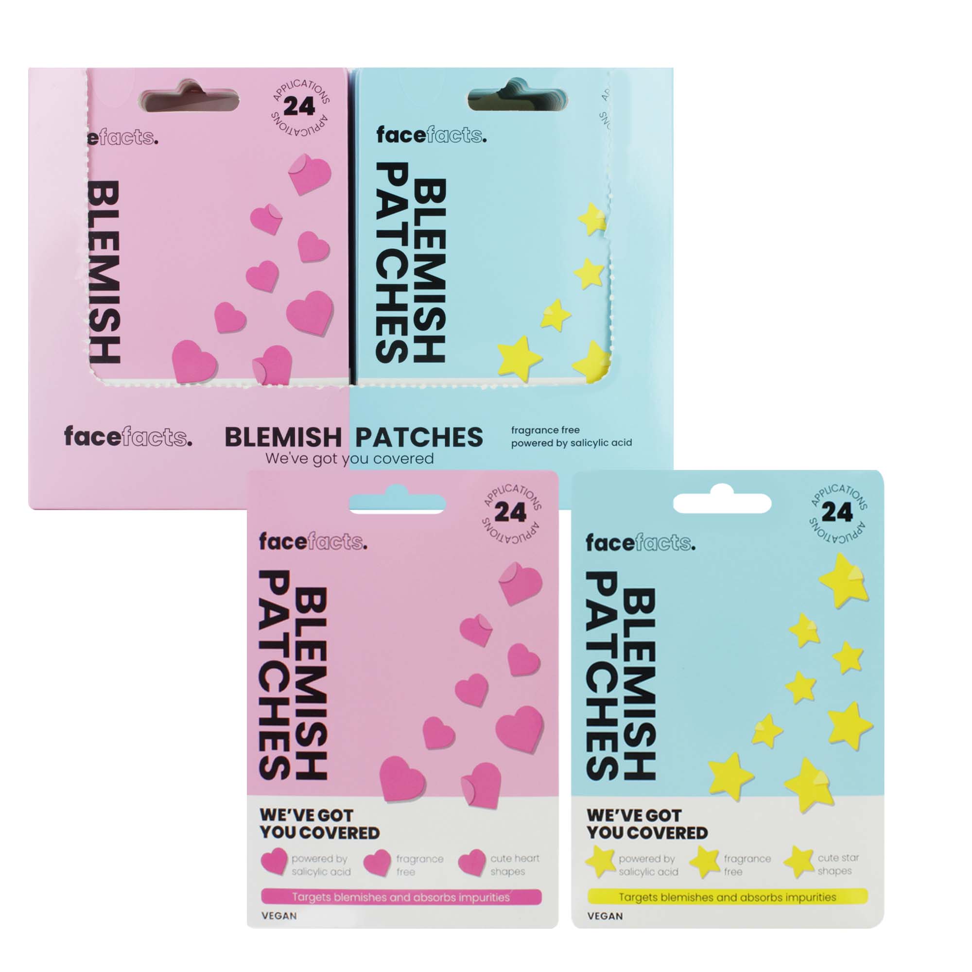 FACE FACTS 24 BLEMISH PATCHES STARS/HEARTS x24