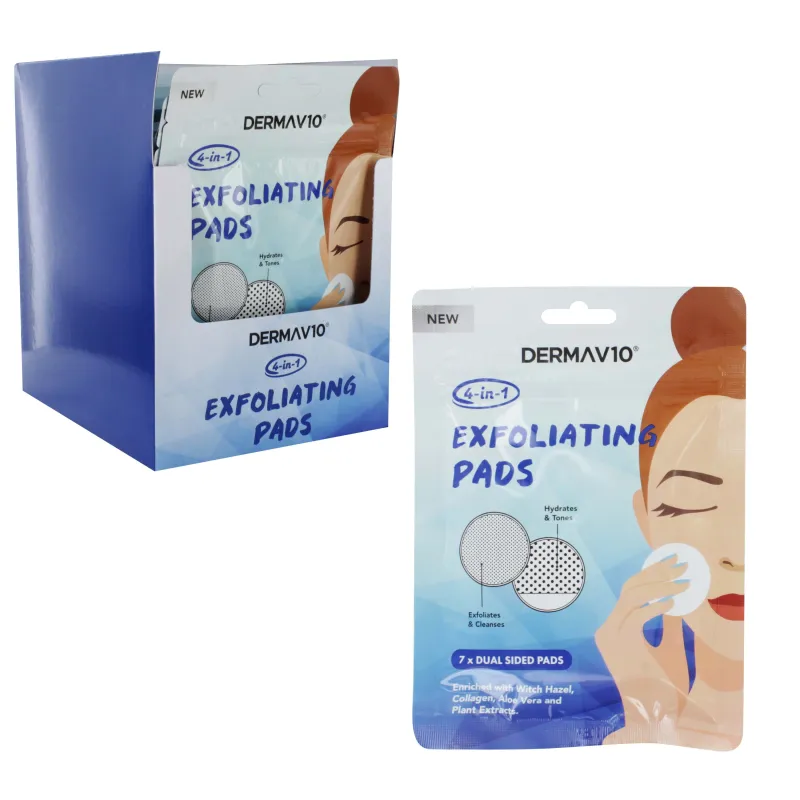 DERMA V10 4 in1 EXFOLIATING PADS x12