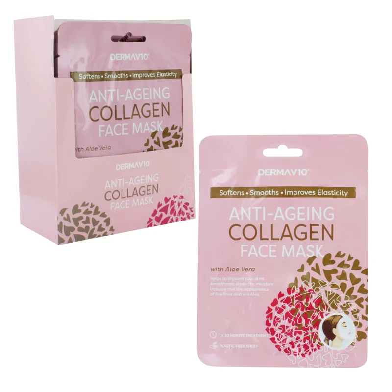 DERMA V10 ANTI-AGEING COLLAGEN FACE MASK x12