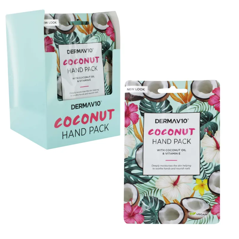 DERMA V10 COCONUT HAND PACK MASK x12