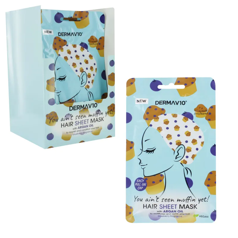 DERMA V10 PRINTED HAIR SHEET MASK x12