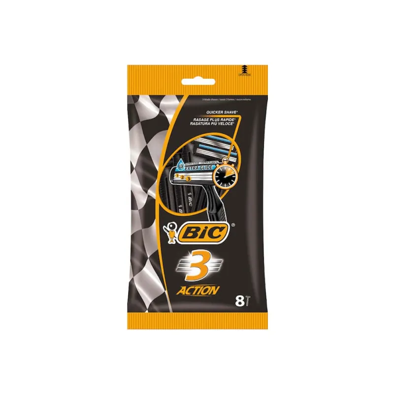 BIC 3 ACTION 8s RAZORS