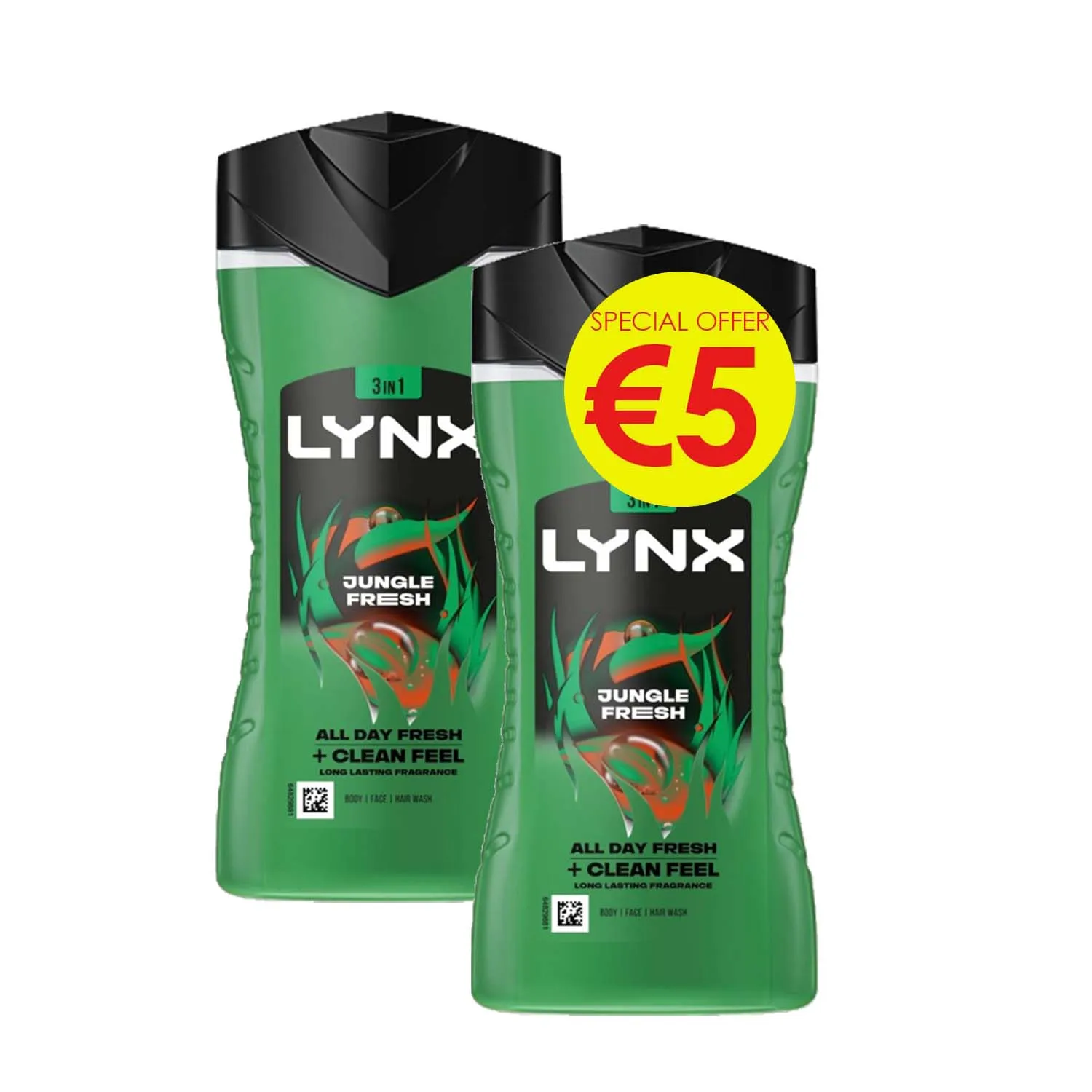 LYNX JUNGLE FRESH BODY WASH 225ml TWIN PK