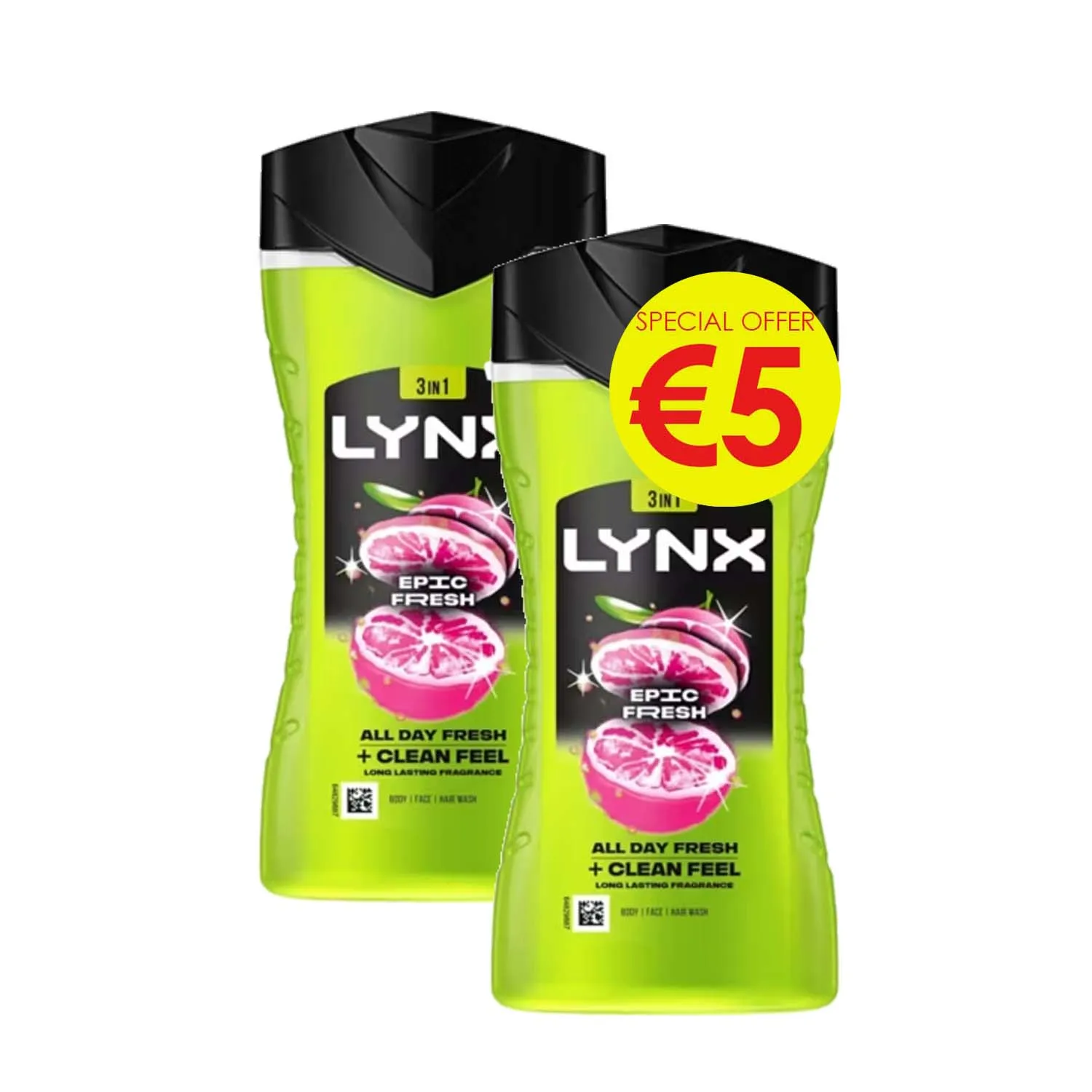 LYNX EPIC FRESH S/GEL 225ml twin pk