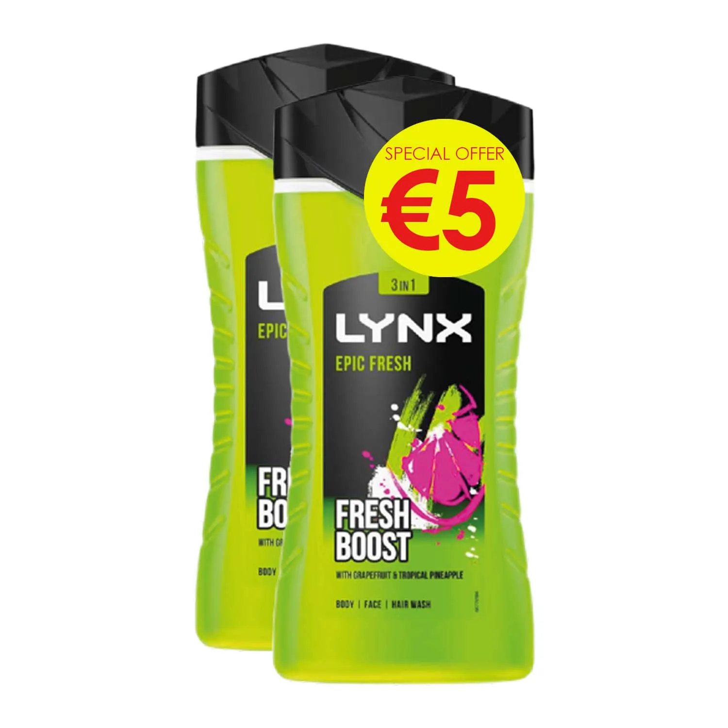 LYNX EPIC FRESH S/GEL 225ml twin pk