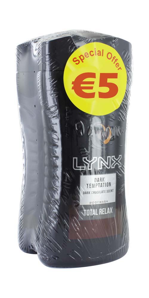 LYNX DARK TEMPTATION S/GEL 225ml*** TWIN PK