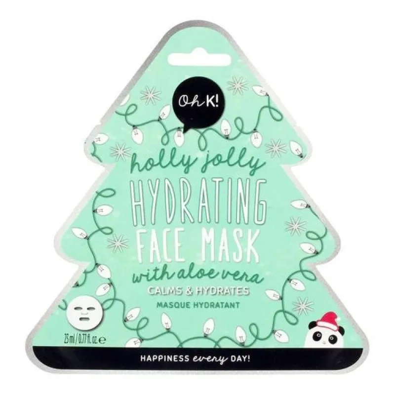 OH K HOLLY JOLLY FACE TISSUE MASK x12