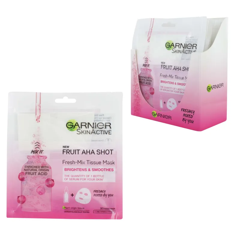 GARNIER FRUIT AHA TISSUE MASK PINK x15