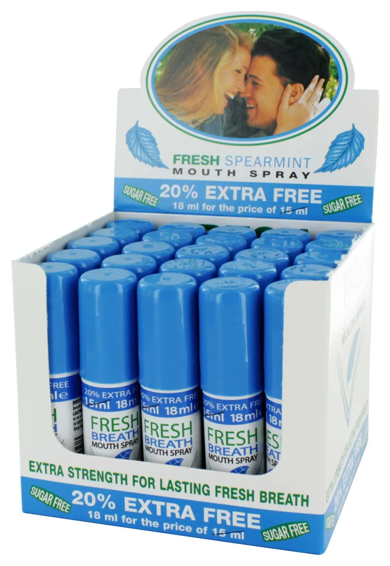 FRESH BREATH MOUTH SPRAY SPEARMINT (BLUE) x 25