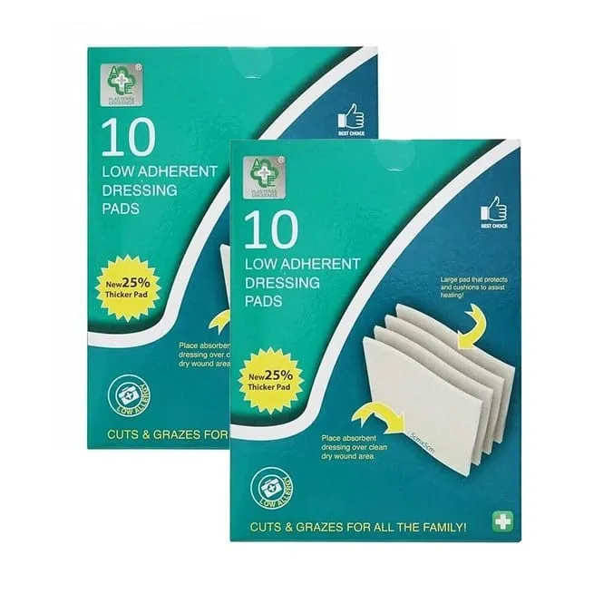 AE23 10 LOW ADHERENT DRESSING PADS x12