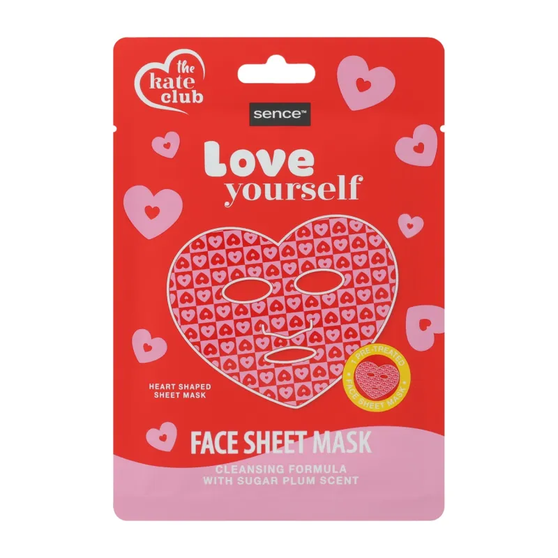 2047596 SENCE PRINTED TISSUE FACE MASK LOVE YOURSELF x24