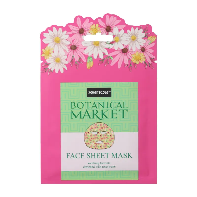2047651 SENCE PRINTED TISSUE FACE MASK PINK BOTANICAL x24