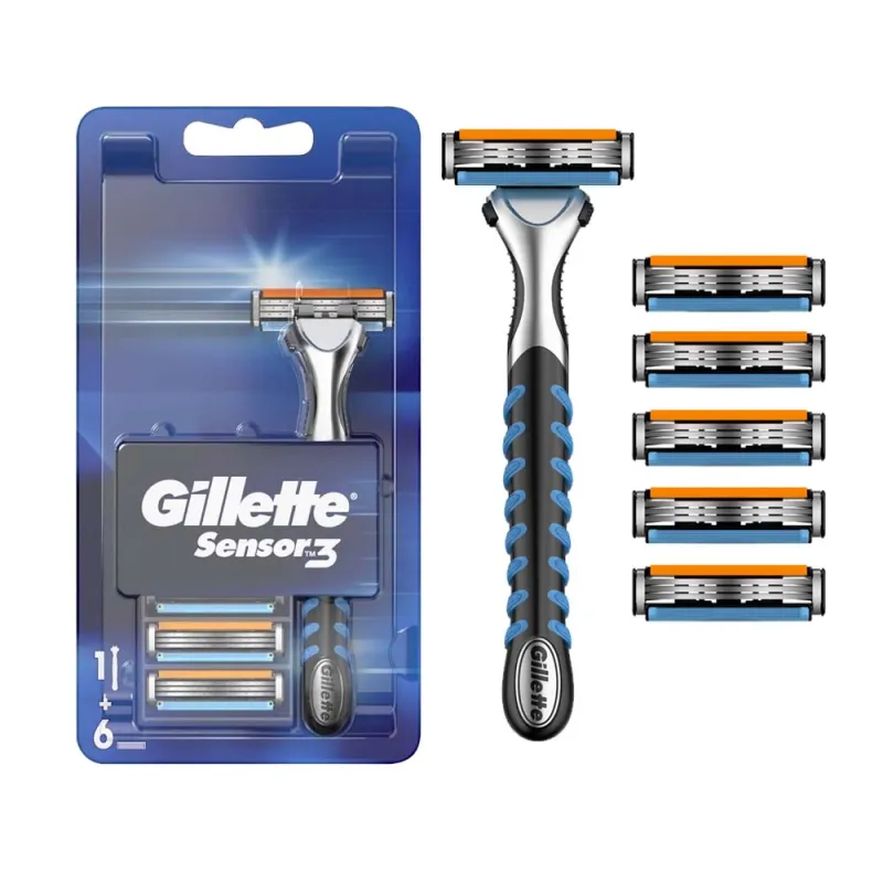 GILLETTE SENSOR 3 RAZOR + 6 HEADS BLUE PACK x10