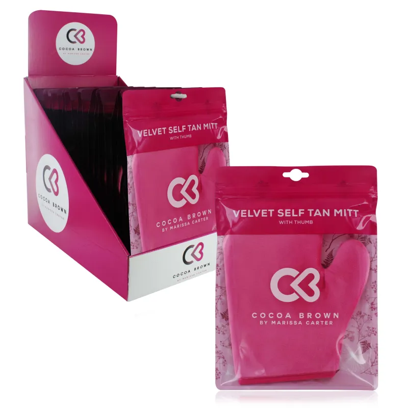 COCOA BROWN THUMB TANNING  MITT VELVET DISPLAY x30