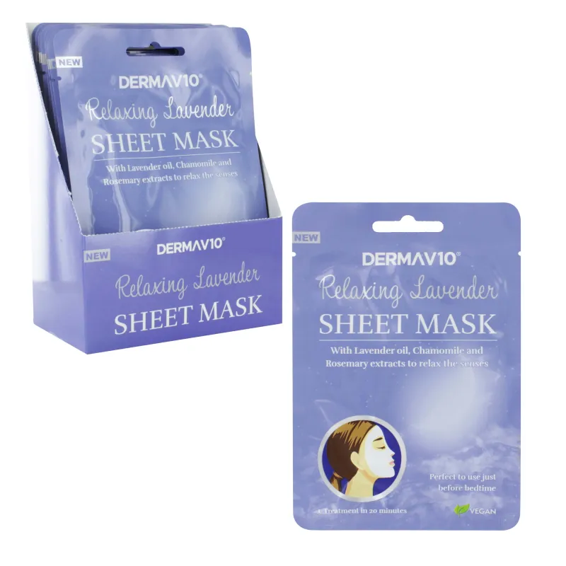 DERMA V10 LAVENDER SHEET MASK x12