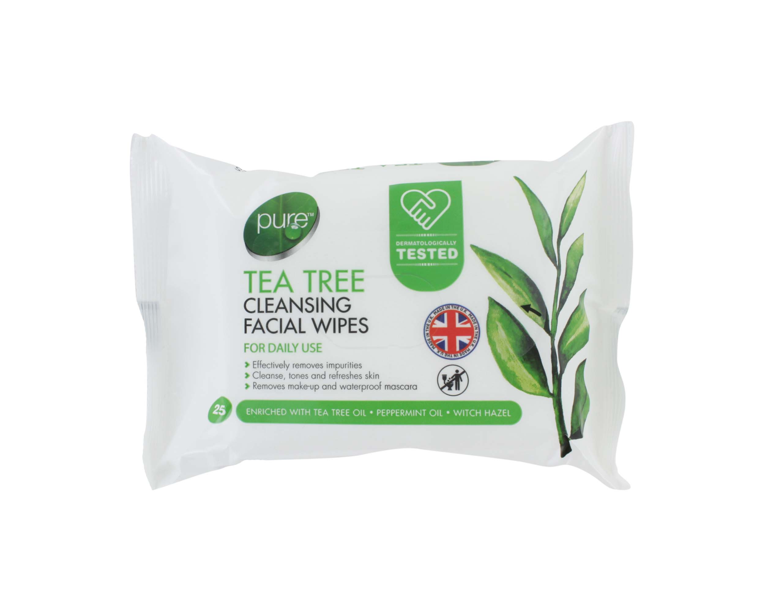 PURE TEA TREE 25 WIPES FACIAL