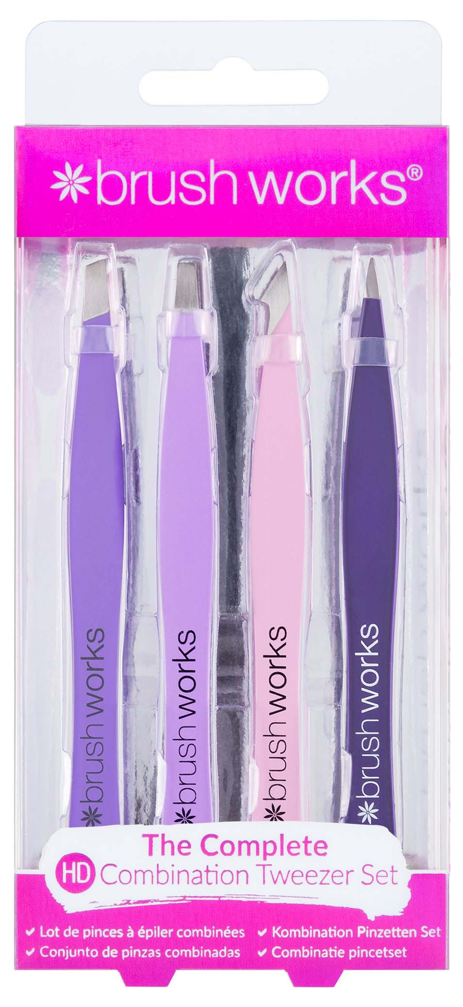 BRUSH WORKS HD COMBINATION TWEEZER SET COLOURED