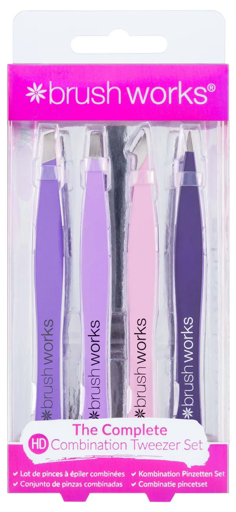 BRUSH WORKS HD COMBINATION TWEEZER SET COLOURED
