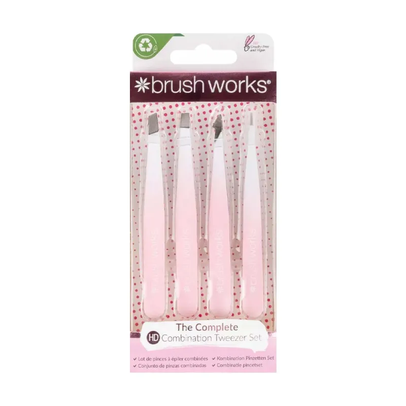 BRUSH WORKS HD COMBINATION TWEEZER SET PINK/WHITE
