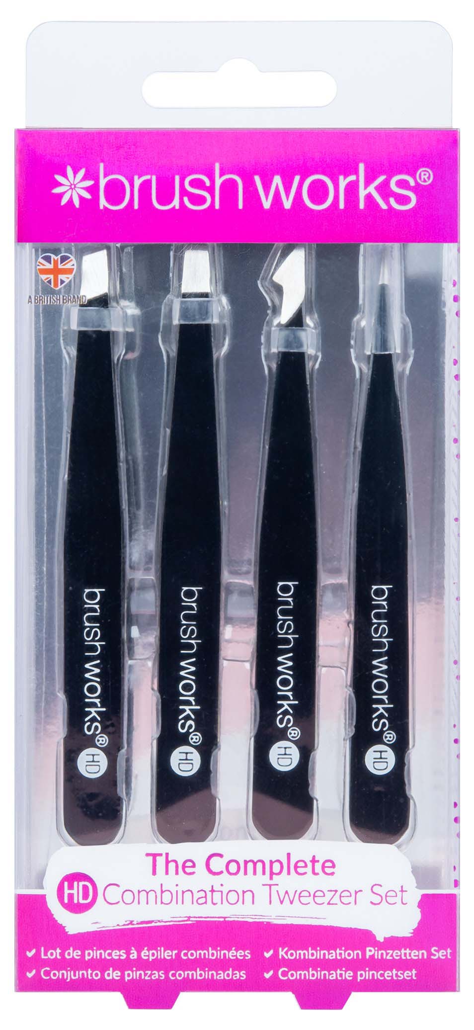 BRUSH WORKS HD COMBINATION TWEEZER SET BLACK 52 56 039