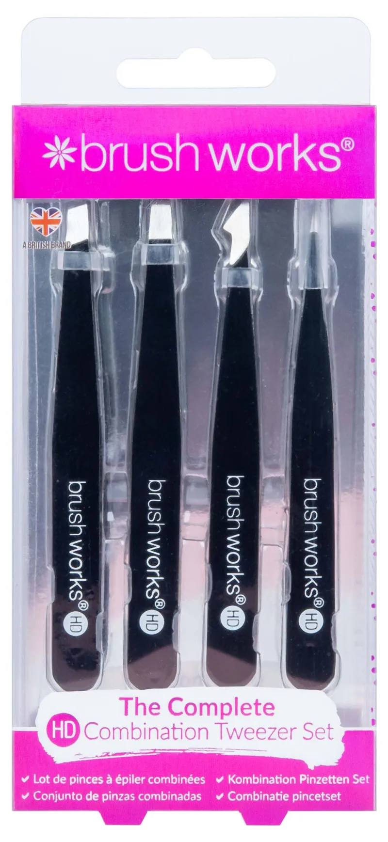 BRUSH WORKS HD COMBINATION TWEEZER SET BLACK 52 56 039