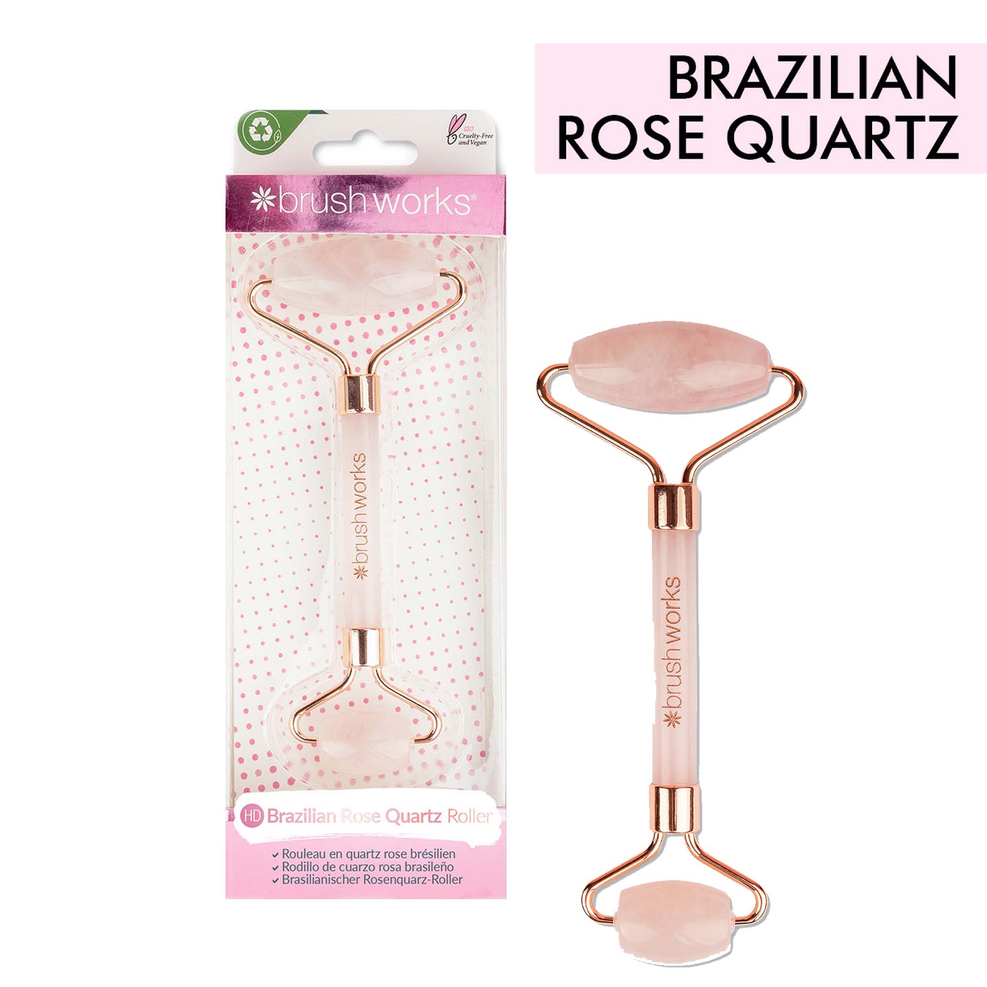 BRUSH WORKS BRAZILIAN ROSE QUARTZ ROLLER 52 56 379