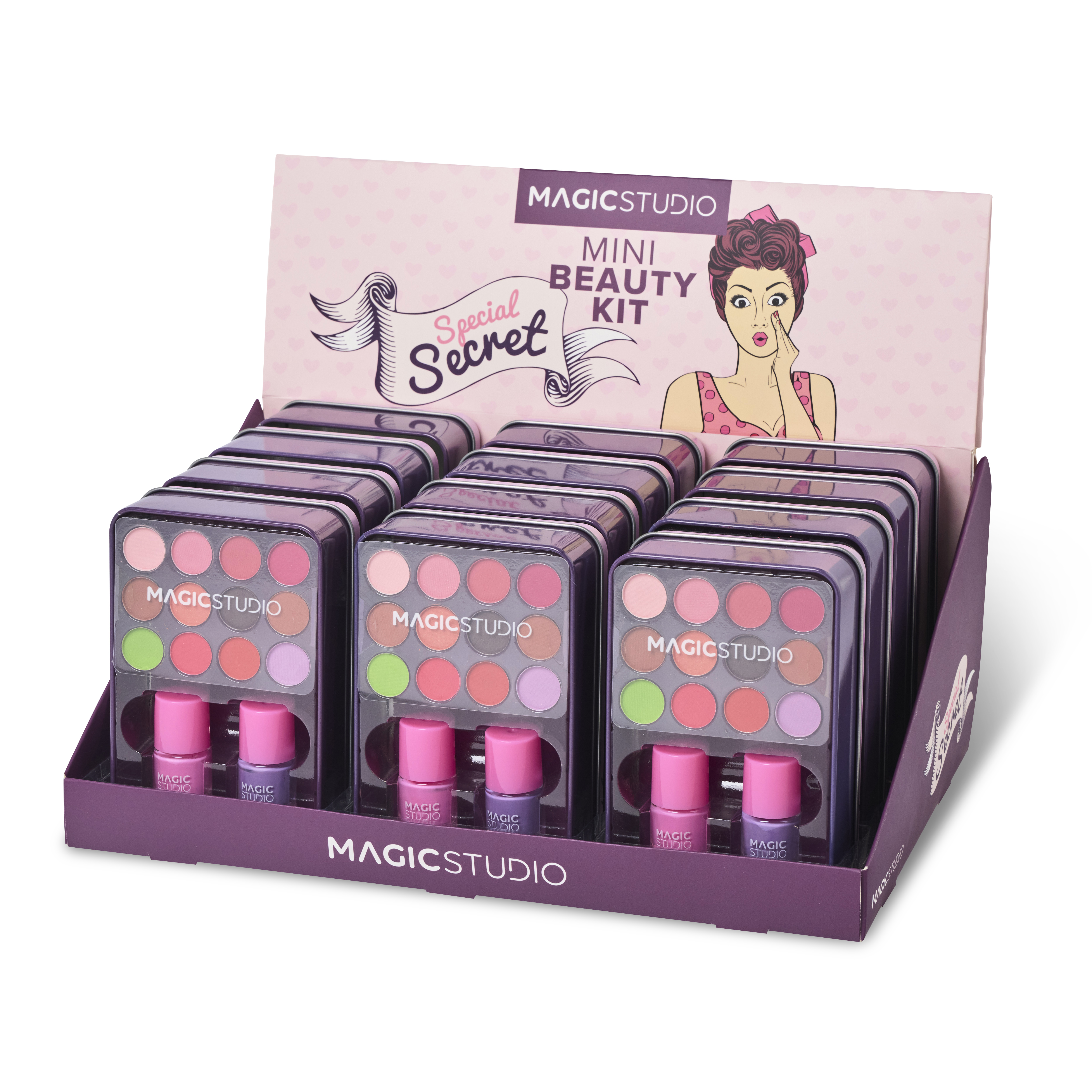 30631 MAGIC STUDIO PIN UP TIN COSMETIC BOX DISP x12