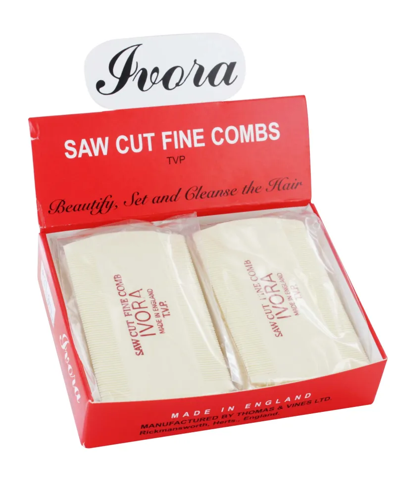 LARGE IVORA FINE COMBS x 12