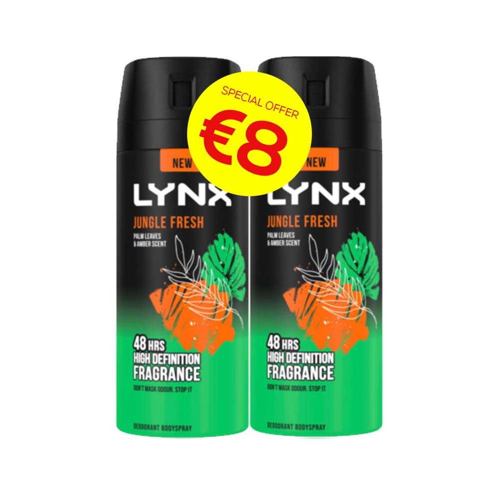 LYNX JUNGLE FRESH DEODRANT 150ml twin pk