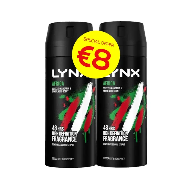 LYNX AFRICA DEODRANT 150ml twin pk