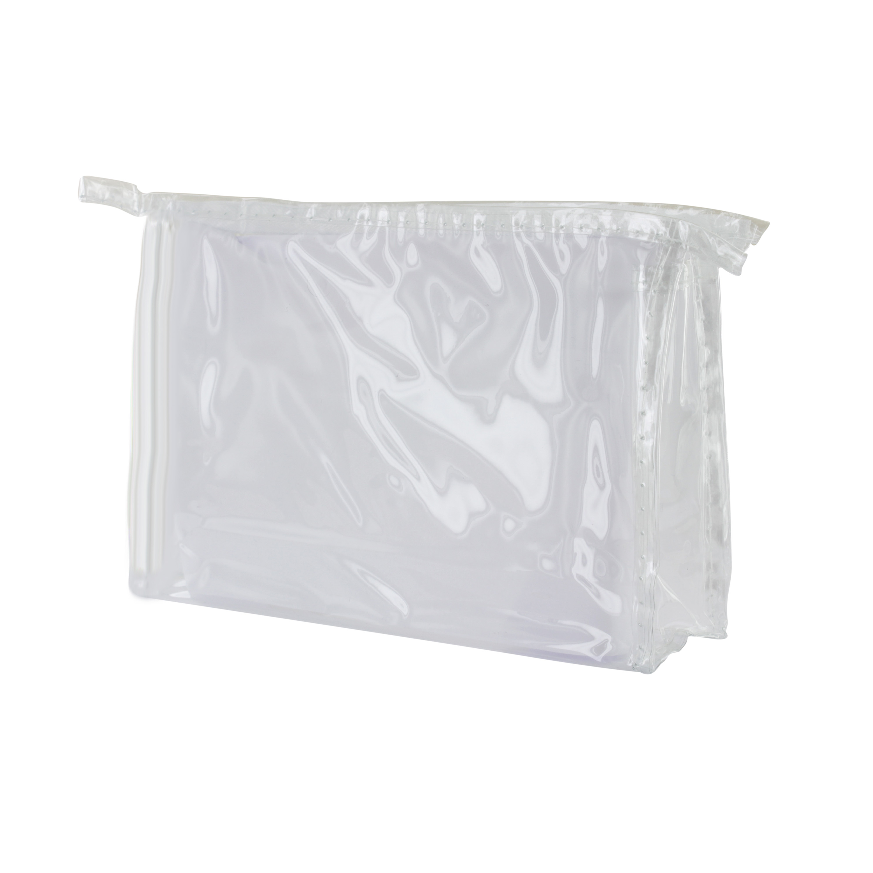CLEAR PVC BAG WHITE TRIM 18x12x5cm
