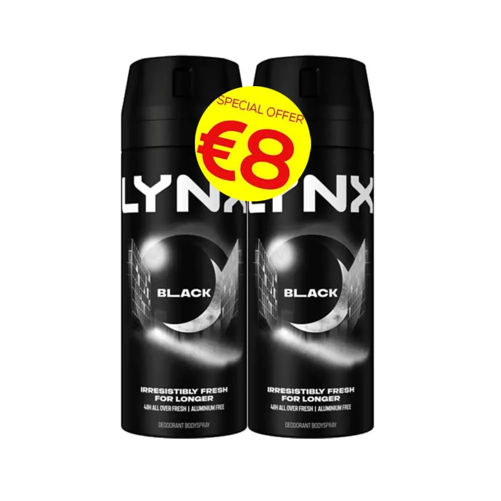 LYNX BLACK DEODRANT 150ml twin pk