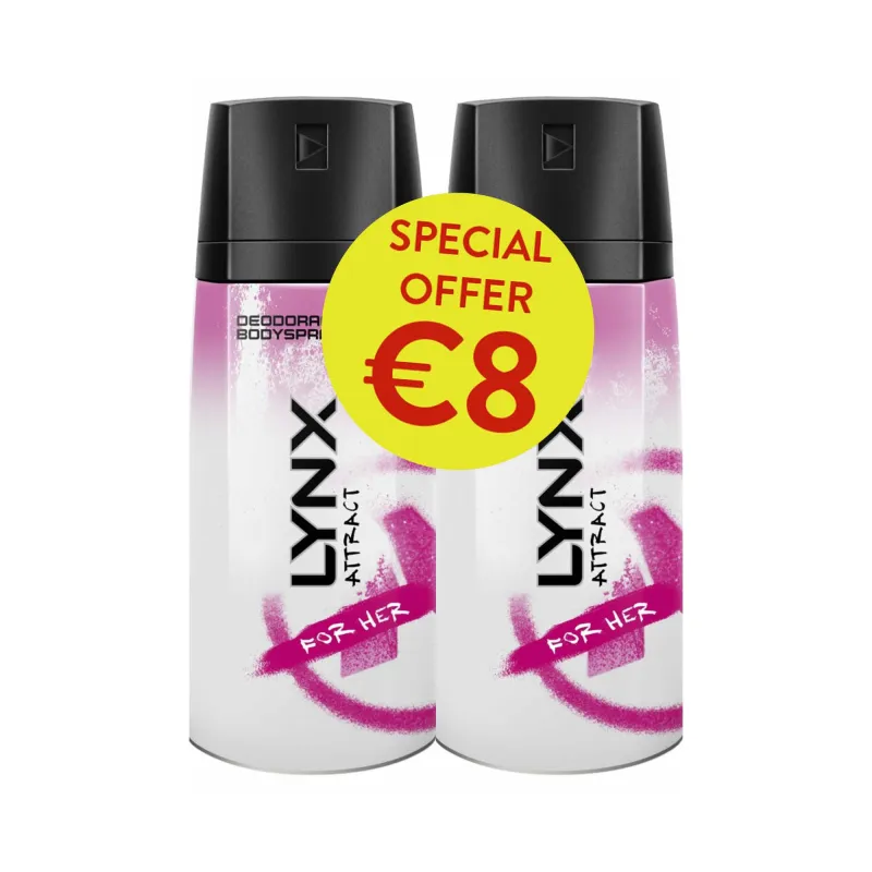 LYNX ATTRACT FOR HER DEODRANT 150ml twin pk