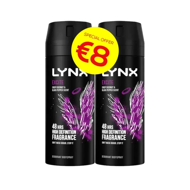 LYNX EXCITE DEODRANT 150ml twin pk