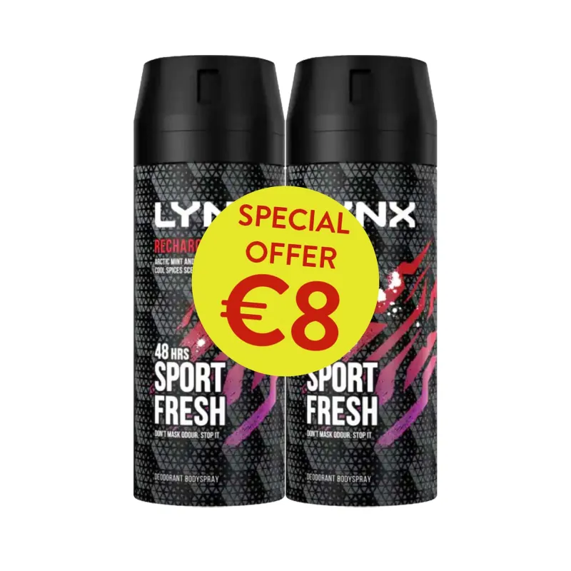 LYNX RECHARGE DEODRANT 150ml TWIN PK