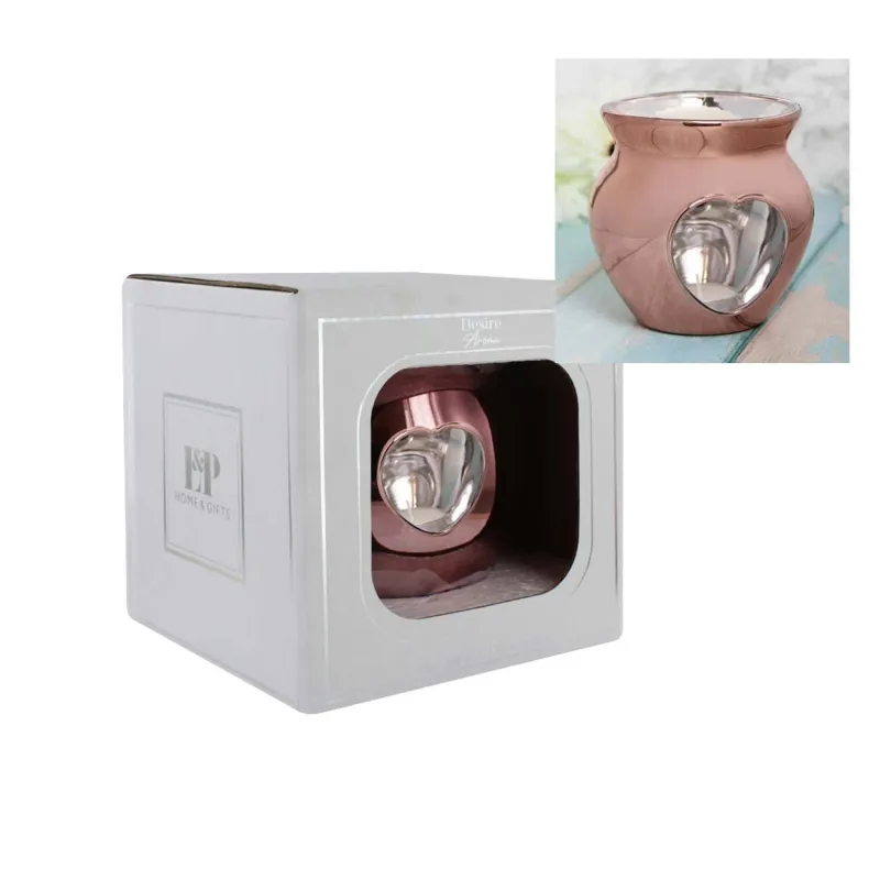 LP47284 ROSE GOLD HEART OIL BURNER