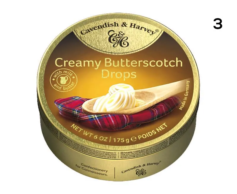 CAVENDISH & HARVEY CREAMY BUTTERSCOTCH DROPS 175G x 9