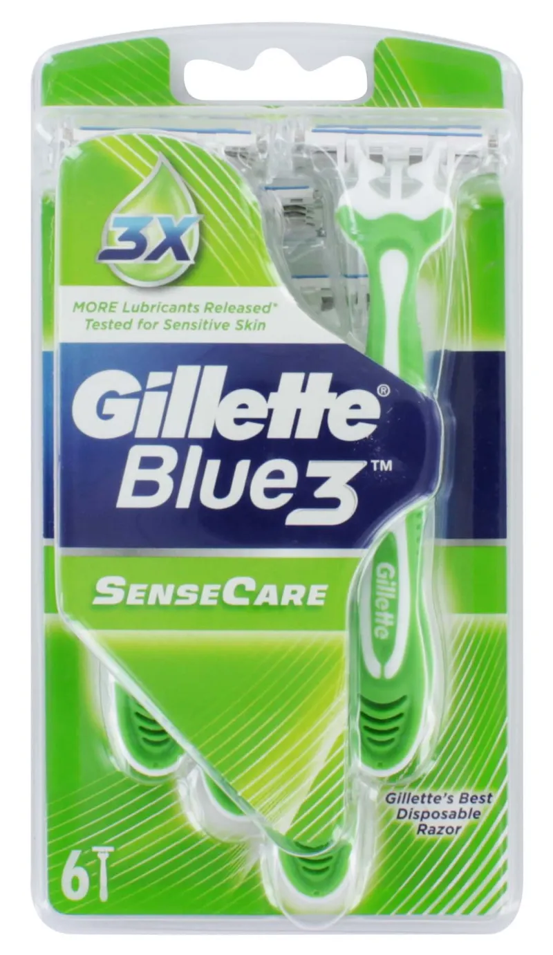 GILLETTE BLUE 3 SENSE CARE 6 RAZORS