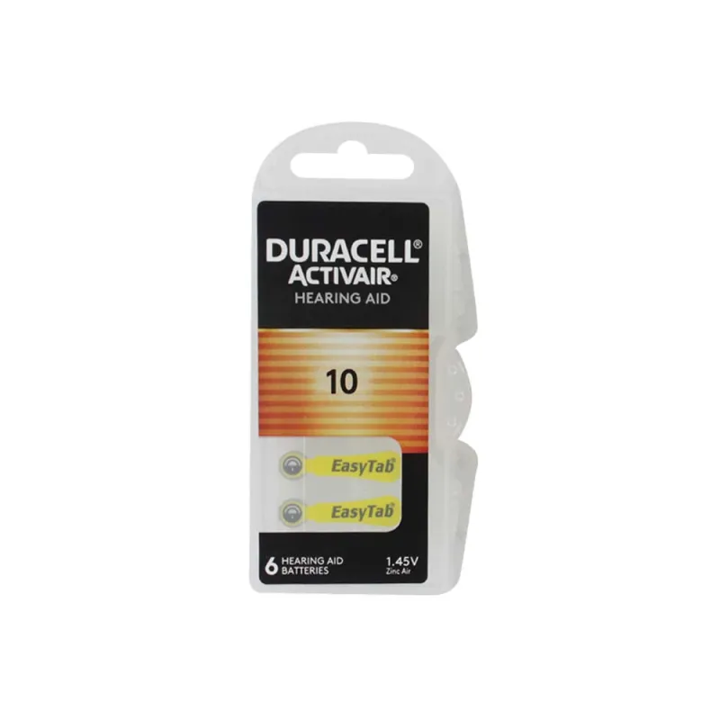 DURACELL HEARING AID 10 BATTERIES 6s