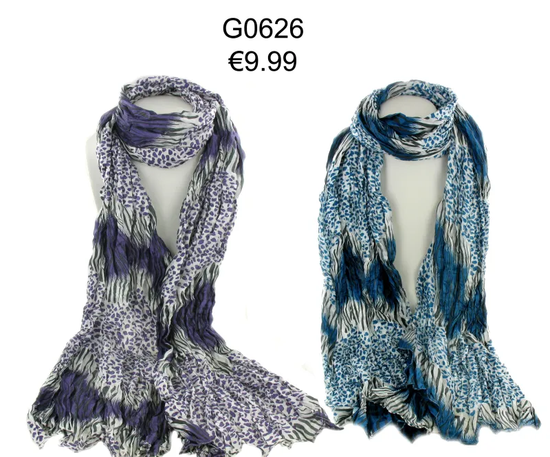 MS0314 COLOUR ANIMAL PRINT CRINKLE SCARF