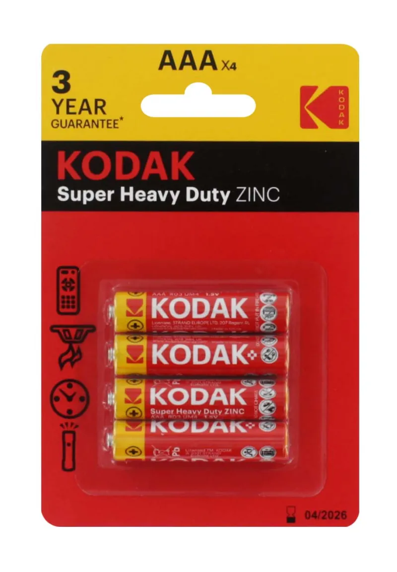 KODAK AAA ZINC BATTERIES 4s x 12