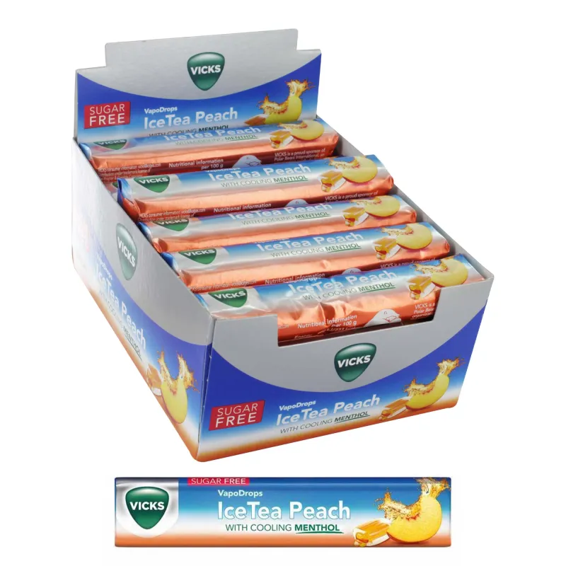 VICKS DROPS ICED TEA PEACH x24