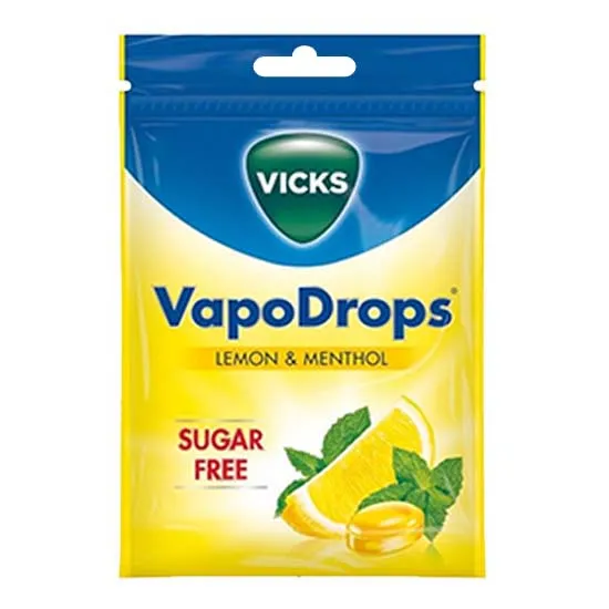 VICKS VAPODROPS LEMON & MENTHOL SUGAR FREE 72g